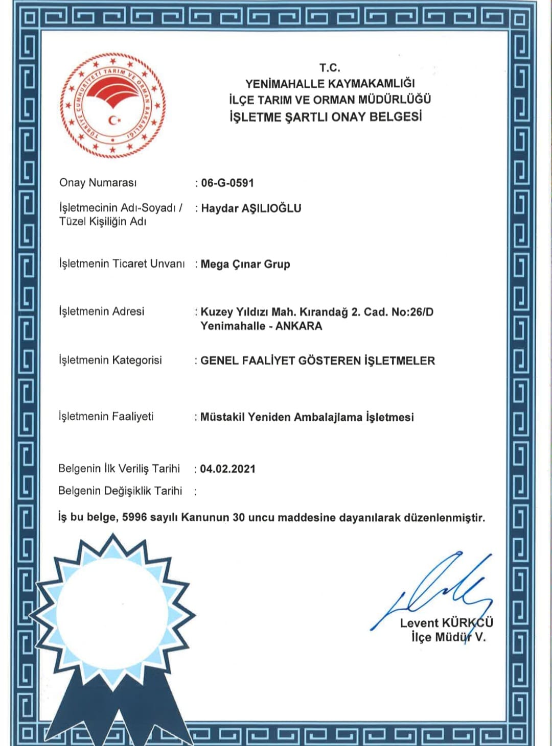 İşletme Onay